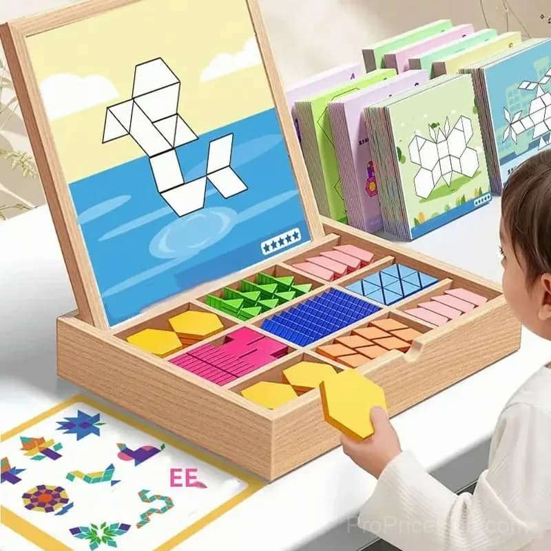 Wooden Magnetic Pattern Block Puzzle Set, 180 Pieces - View 8