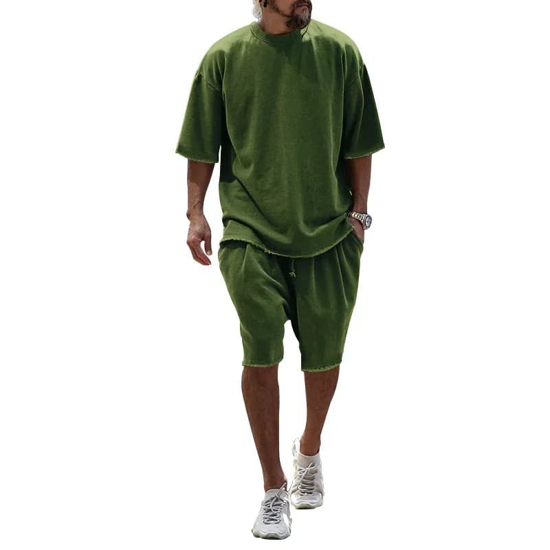 Men's Casual Loose Fit Solid Sports Set - M to 8XL - View 23