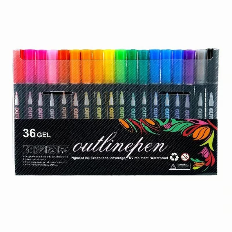 Dreamy Sparkle Dual-Line Contour Paint Pens, 12-Color Set - View 3