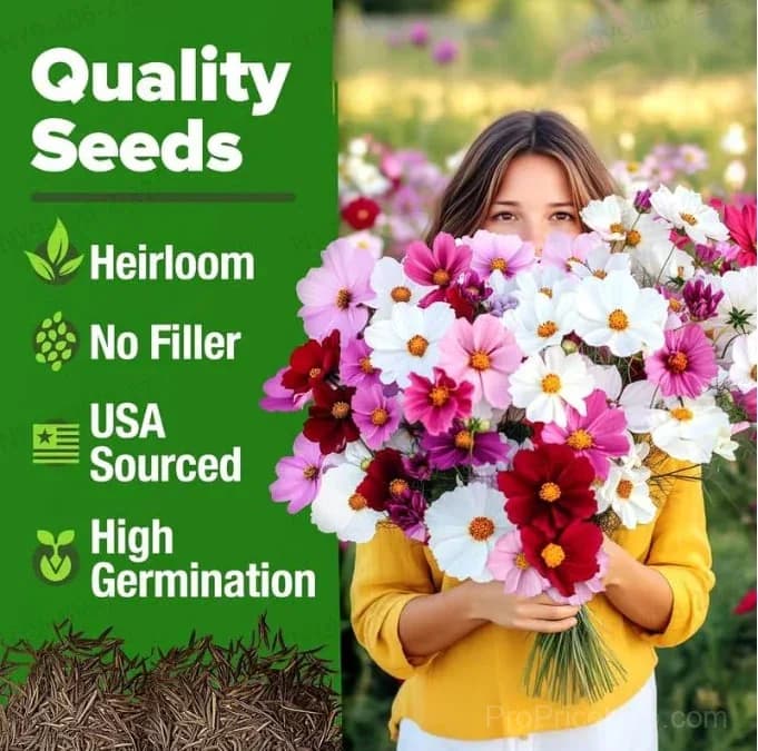 Zinnia Seeds - Heirloom, Pure, No Filler Flower Seeds - View 9