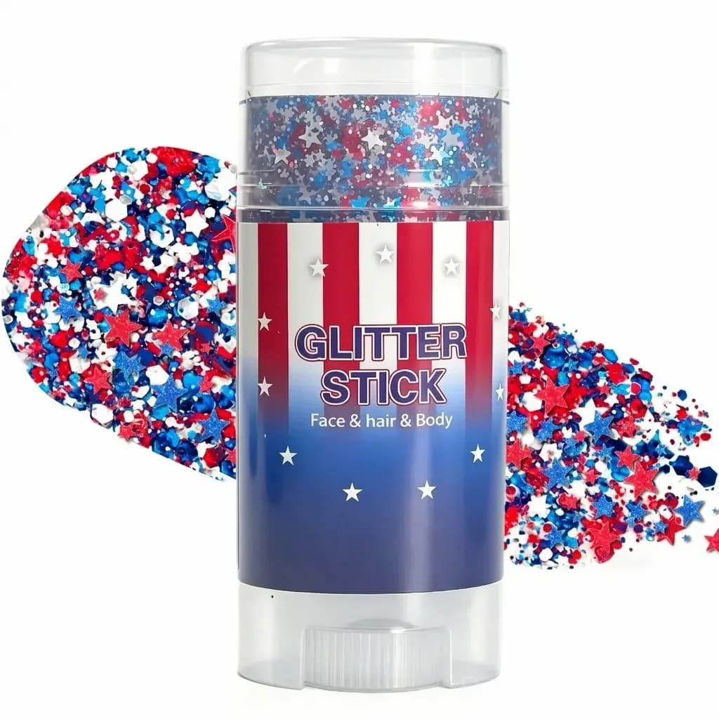 4th of July Glitter Stick - Red White Blue Body Hair Sparkle - View 2