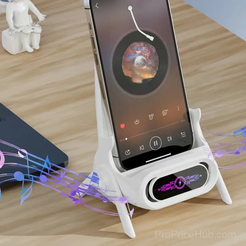 Multifunctional Wireless Fast Charging Phone Stand, White - View 7
