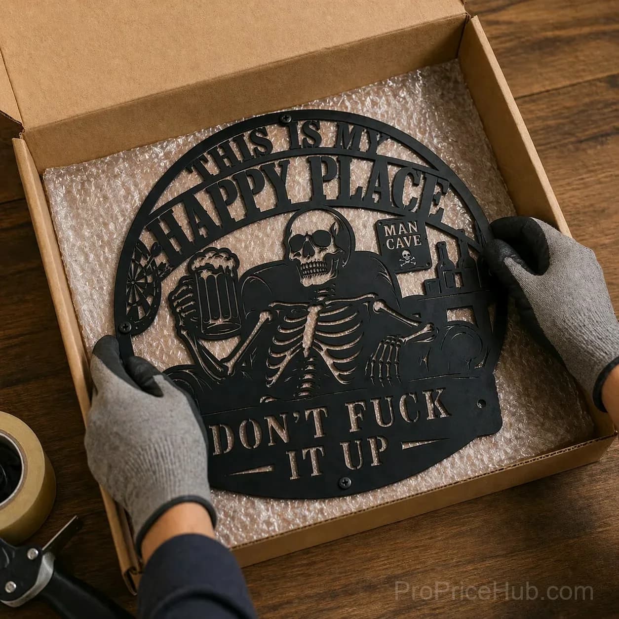 "This Is My Happy Place" Funny Man Cave Decor, 8 in - View 3