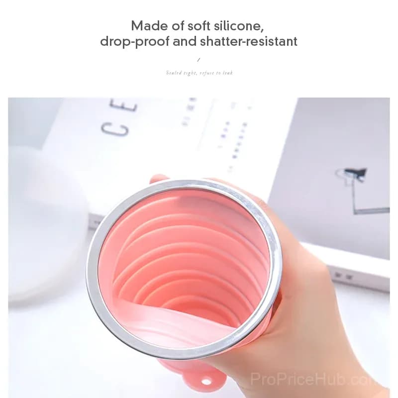 270ML Foldable Silicone Travel Cup, Anti-Scald Camping Mug, Pink - View 7