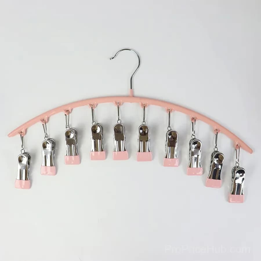Metal Legging Organizer Hanger with 10 Rubber-Coated Clips, Black - View 11