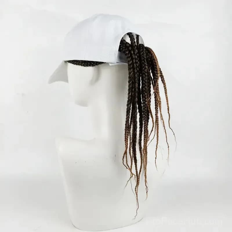 Braided Wig Baseball Cap – Snapback Hat with Attached Dreadlock Braids - View 10