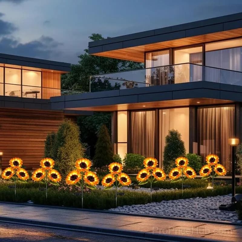 Solar LED Sunflower Garden Lights, 29.6 Inch, Warm Glow Outdoor Decor - View 9