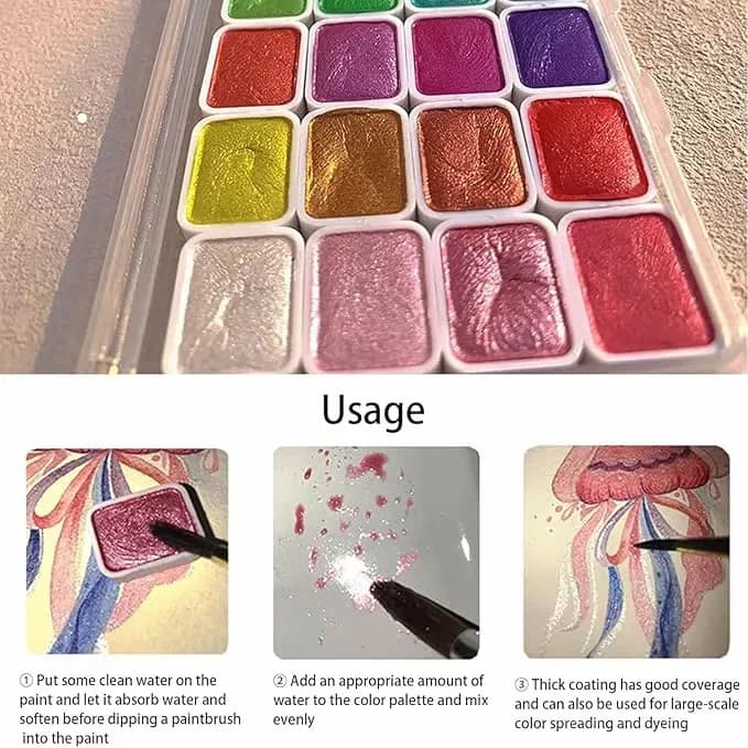 20-Color Shifting Watercolor Painting Set with Brushes - View 11