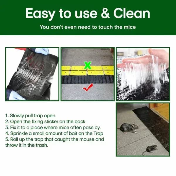 Non-Woven Sticky Mouse Trap Blanket, Black, 1.2m x 27cm, 2-Pack - View 6