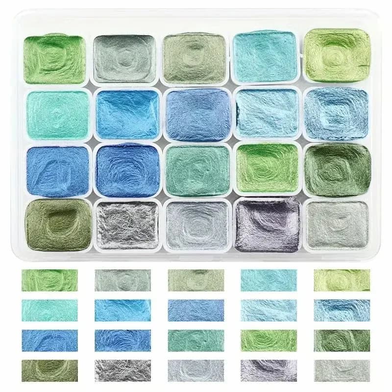 20-Color Shifting Watercolor Painting Set with Brushes - View 14