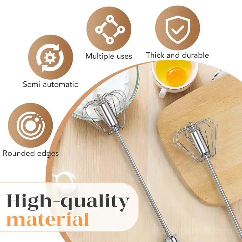 Stainless Steel Hand-Push Rotary Whisk - View 3