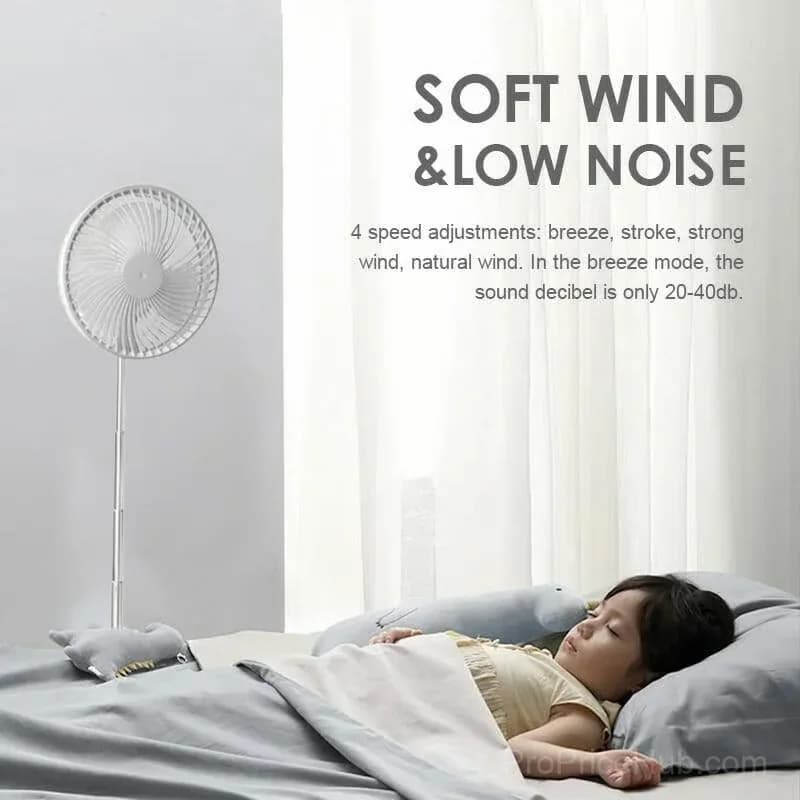 White Telescopic Folding USB Rechargeable Desk Fan - View 6