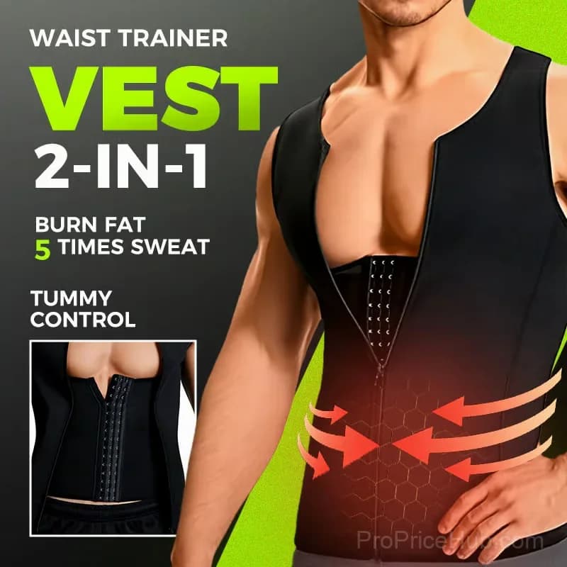 Men's Zipper Waist Trainer Trimmer Vest, Size S - View 2