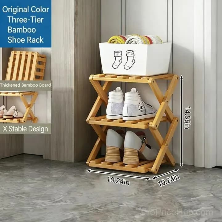 3-Tier Bamboo Storage Rack, Natural, No-Assembly - View 12