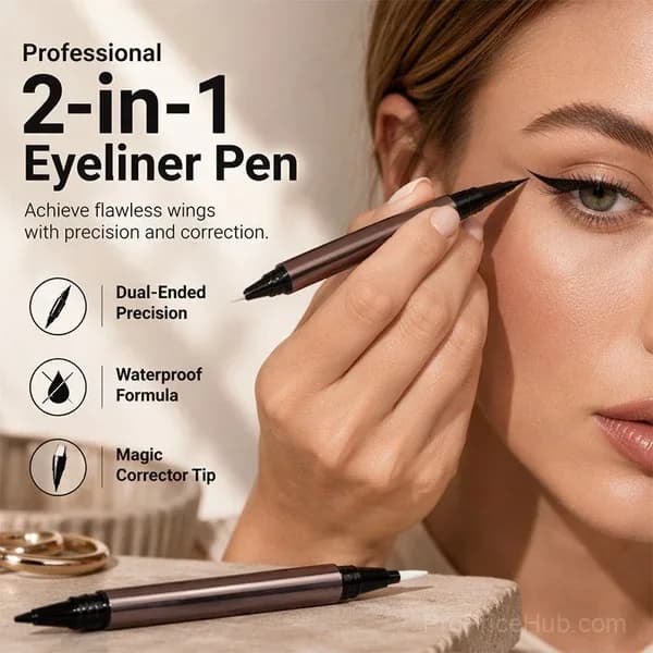 2-in-1 Waterproof Liquid Eyeliner Pen with Eraser Tip - Main