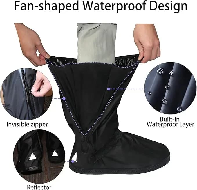 Unisex Heavy-Duty Waterproof Rain Boots with Non-Slip Zippers & Reflective - View 5