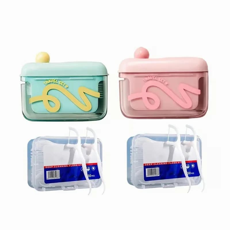 Automatic Pop-Up Dental Floss Dispenser Box, Pink - View 2