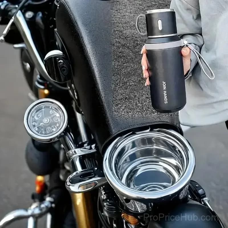 600ml 316 Stainless Steel Vacuum Insulated Bottle with Dual Lids, White - View 6