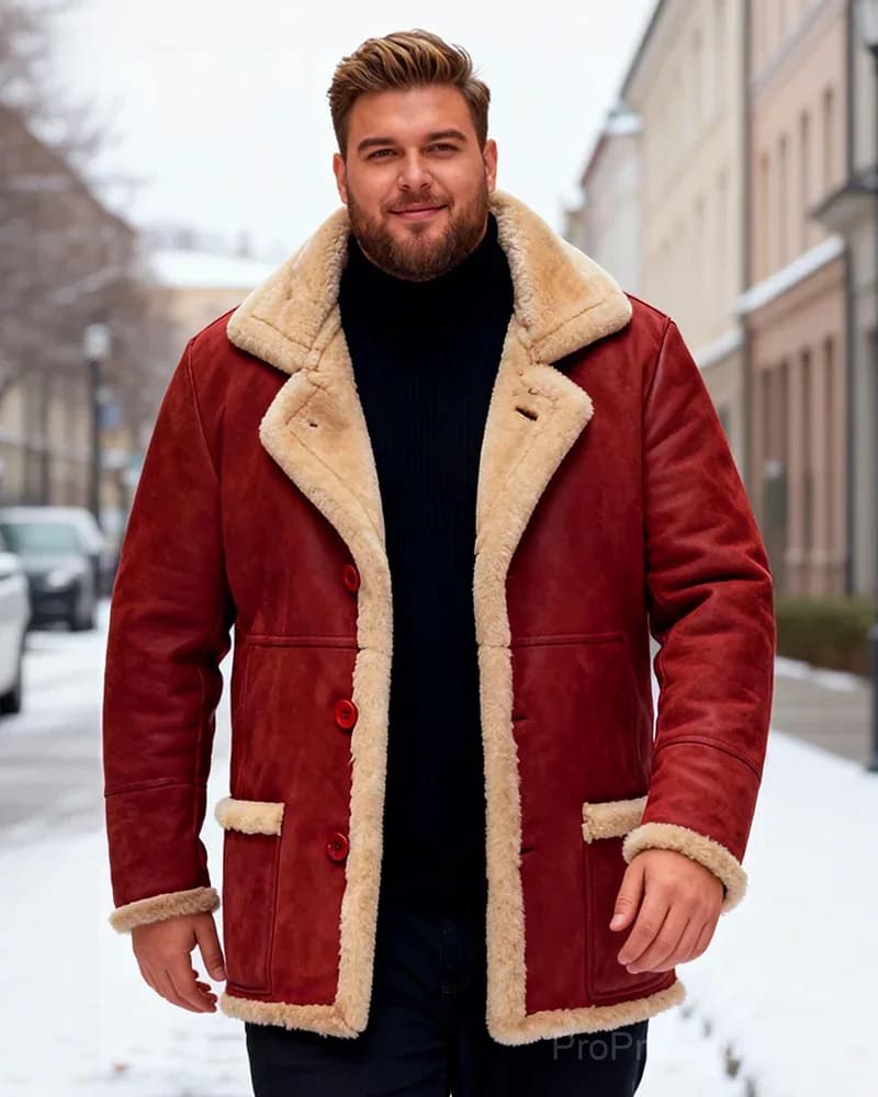 Big & Tall Men's Thickened Plush Lapel Jacket - S-5XL - View 9