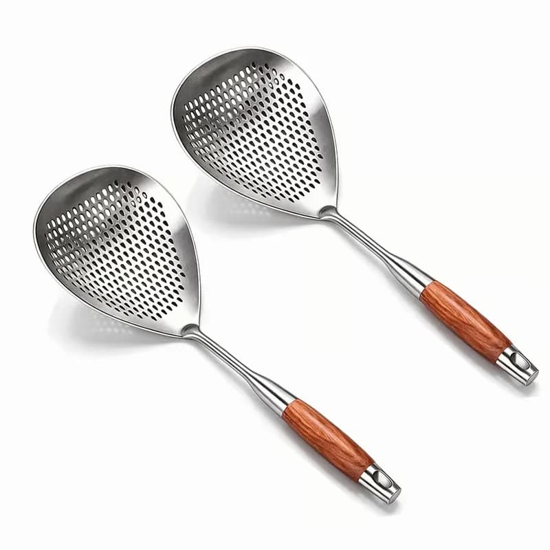 Stainless Steel Skimmer with Wooden Handle, 1-Piece - View 4