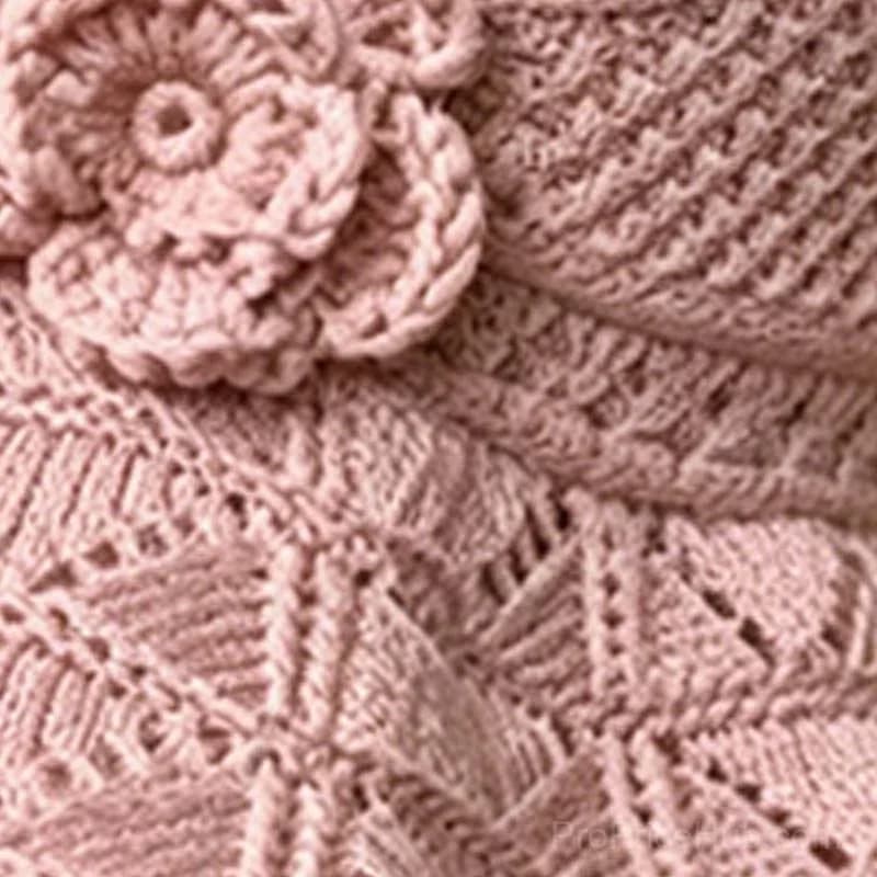 Women's Crochet Bucket Hat with Flower Accent - View 5