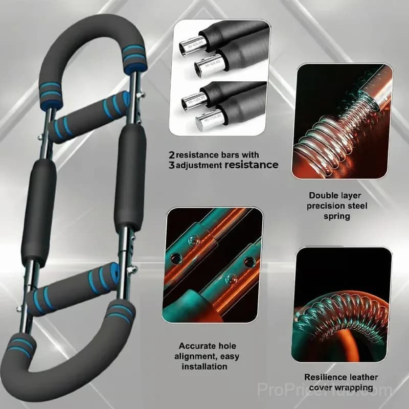 Adjustable U-Shaped Arm & Torso Weight Bar, Black/Blue - View 6