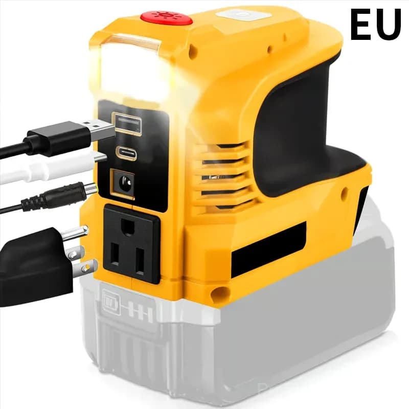 Compact DC to AC Power Inverter for Cars & Motorhomes, 110V Yellow - View 9