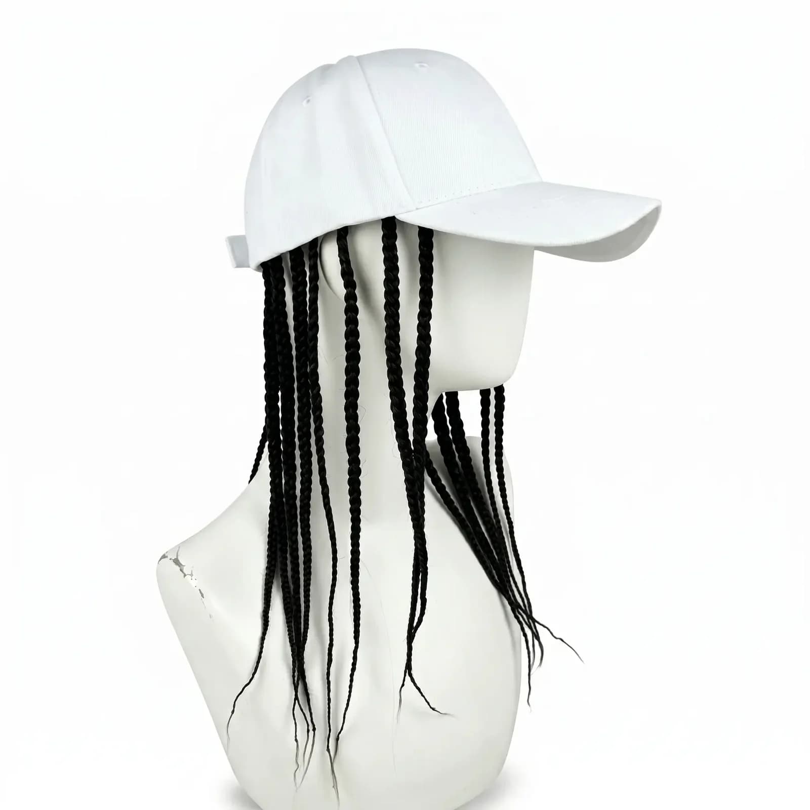 Braided Wig Baseball Cap – Snapback Hat with Attached Dreadlock Braids - View 9