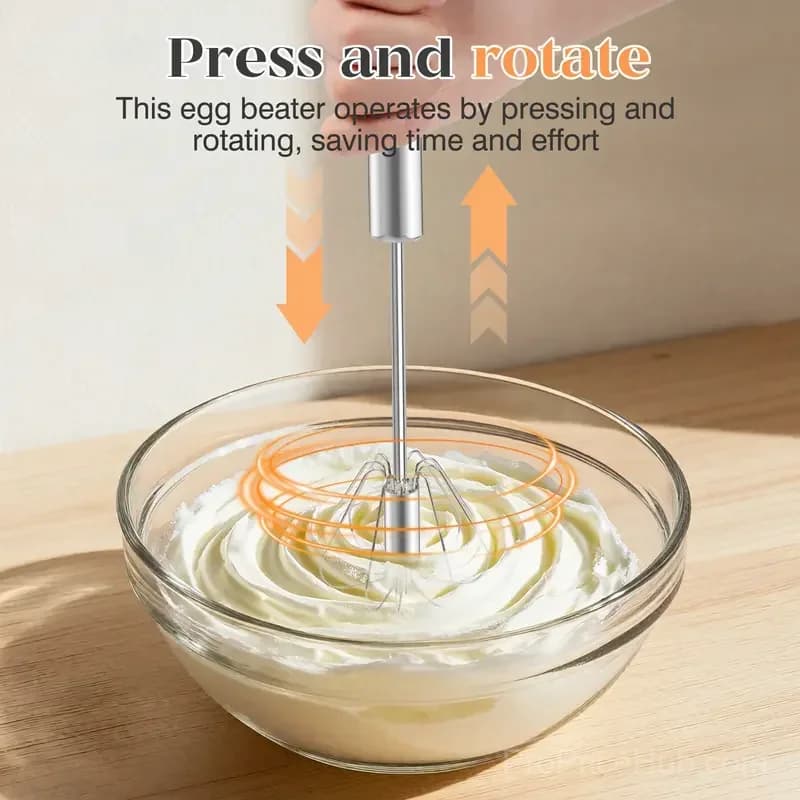 Stainless Steel Hand-Push Rotary Whisk - View 7