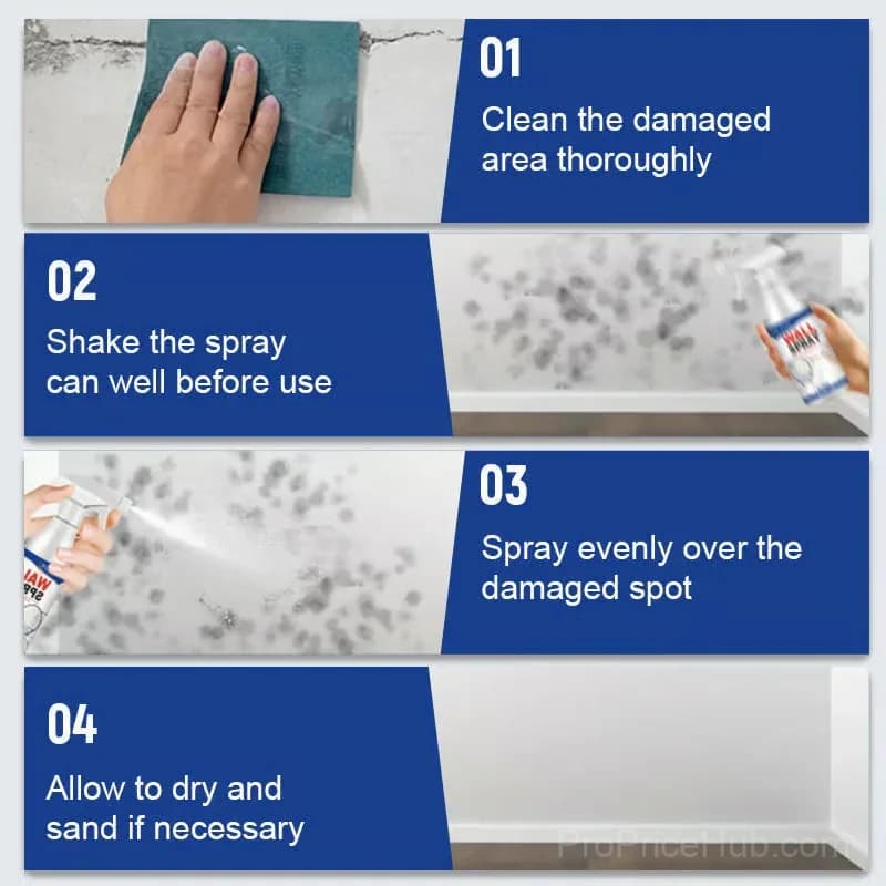 Magic Wall Repair Spray Set, 120 mL with Scraper, Gloves & Sandpaper - View 9