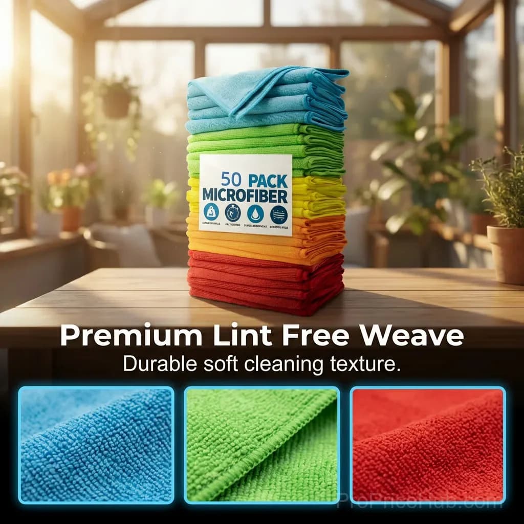 Bulk Pack Microfiber Cleaning Towels, 50 Count - View 5
