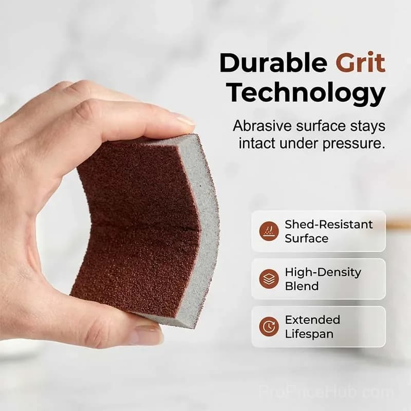 Emery Sponge Scrubber – Heavy-Duty Burnt Grease & Rust Remover with Ergonomic Handle - View 8