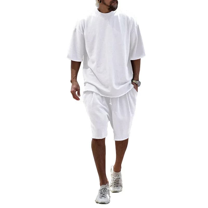 Men's Casual Loose Fit Solid Sports Set - M to 8XL - View 8