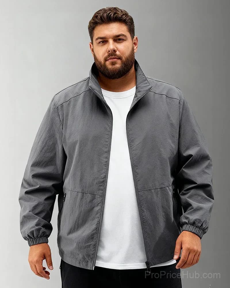 Men's Big & Tall Quick-Dry Standing Collar Outdoor Jacket M-5XL - View 12
