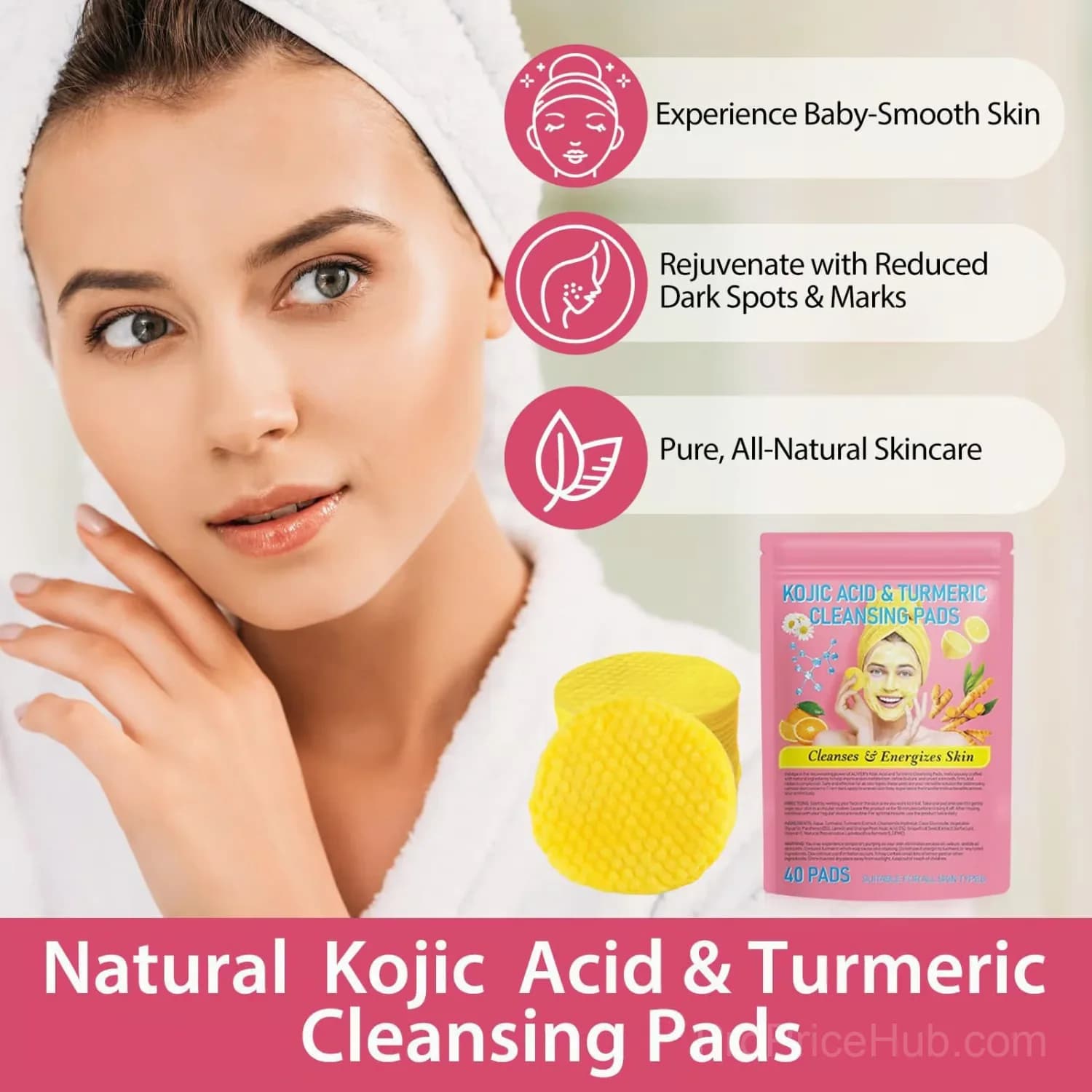 Turmeric Kojic Acid Cleansing Pads - 40 Pads per Packet - View 7