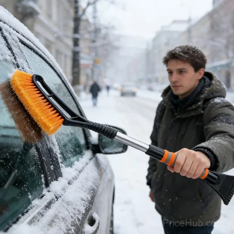 Anti-Scratch Snow and Ice Scraper Tool, -40°F Resistant, Orange - View 5