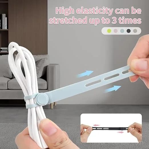 Reusable Silicone Cable Ties for Headphone and Charger Cables - View 3