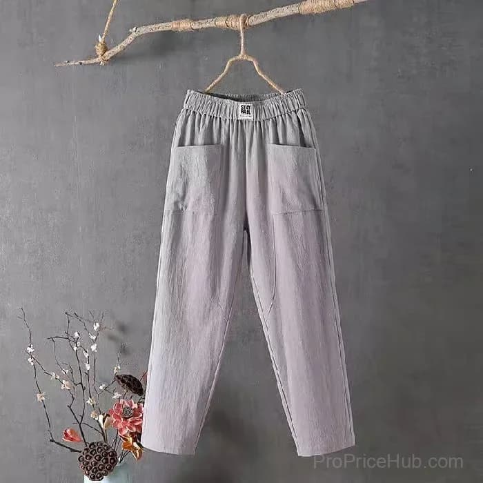 Women's Loose Fit Pants, White, Size S - View 9