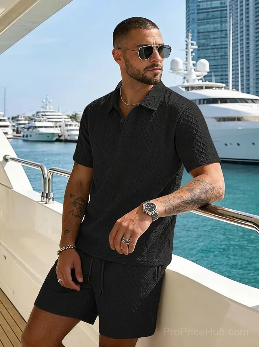 Men's Casual 2-Piece Polo Shirt and Shorts Set - View 4