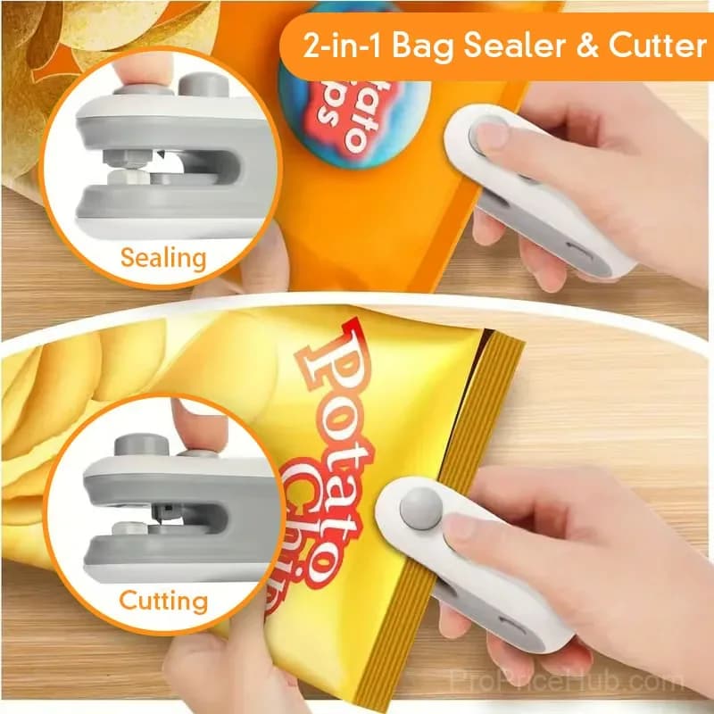 2-in-1 Mini Bag Sealer, White/Blue, 2-Pack - View 7