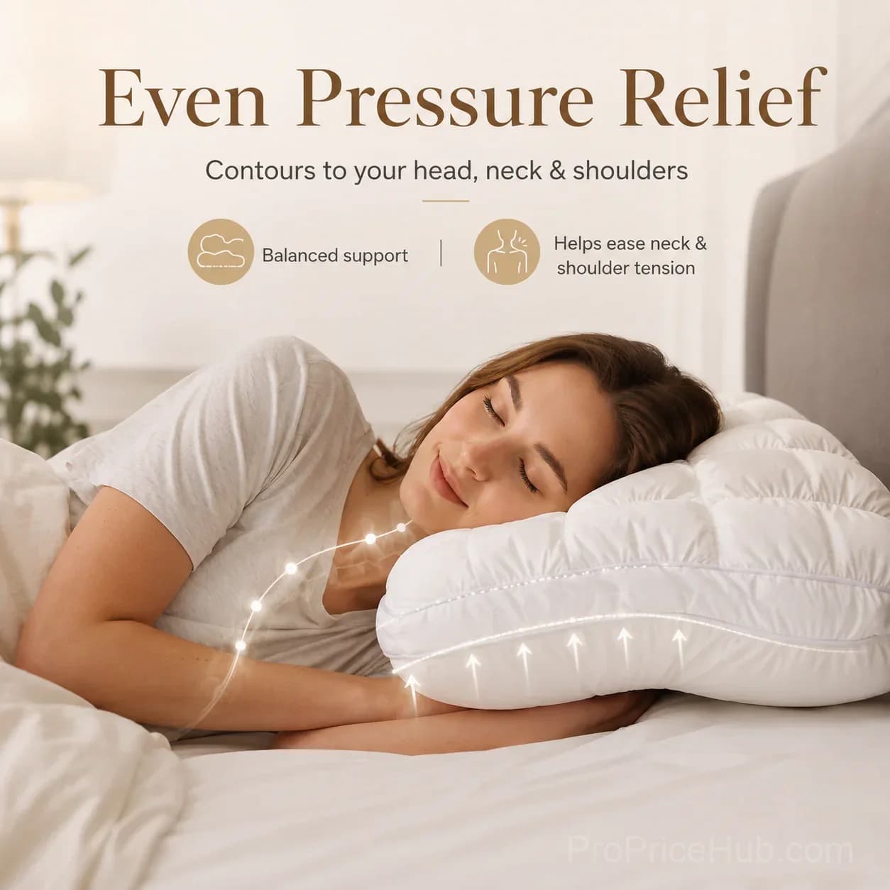 Cloud Puff Grid Pillow – Cooling, No-Flat for Side & Back Sleepers - View 6
