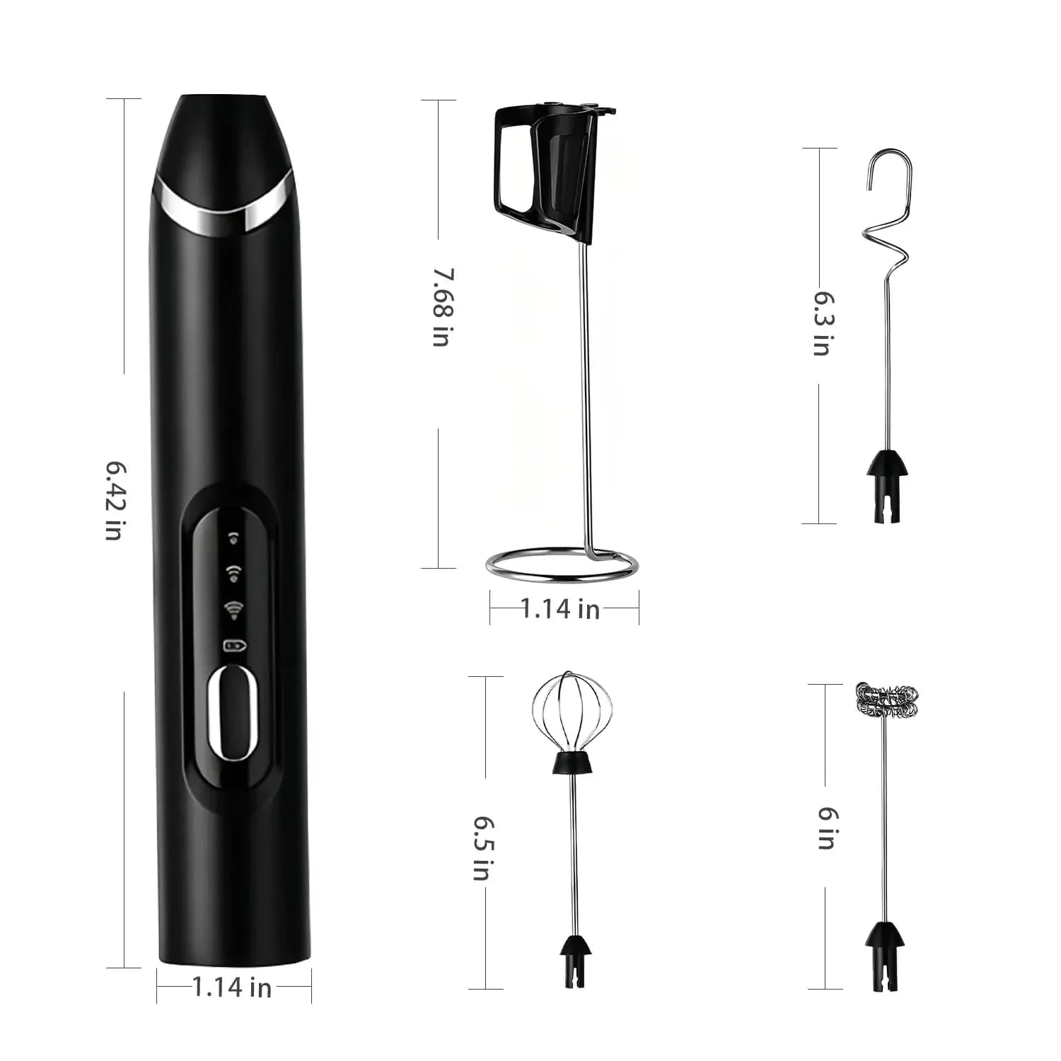 Rechargeable 3-Speed Handheld Milk Frother Wand for Drinks - View 12