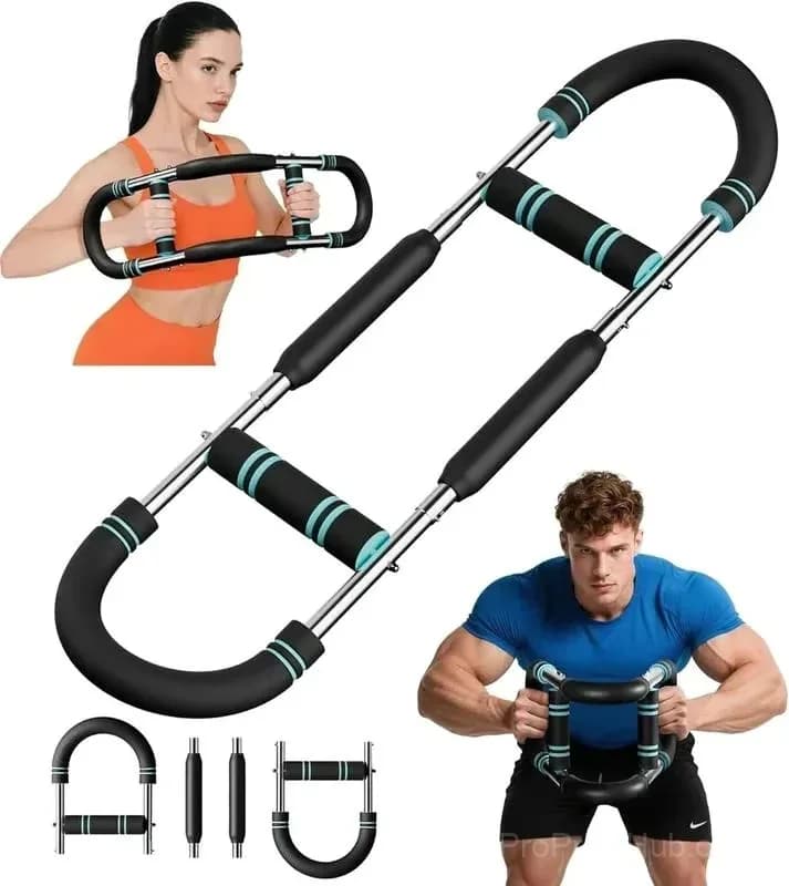 Adjustable U-Shaped Arm & Torso Weight Bar, Black/Blue - View 10