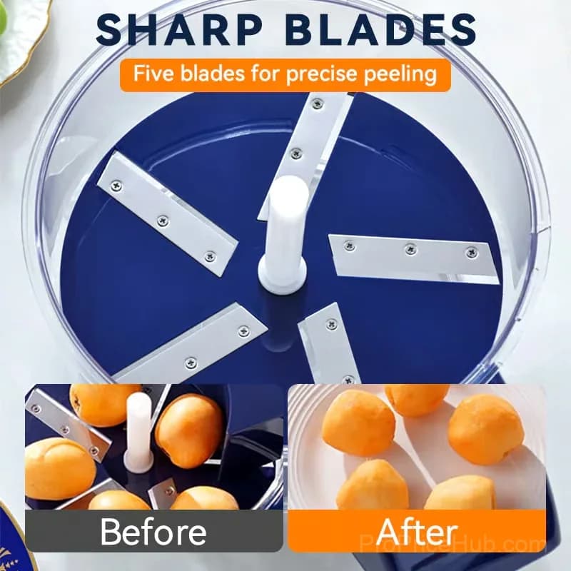 Transparent Electric Fruit & Vegetable Peeler, Blue - View 4