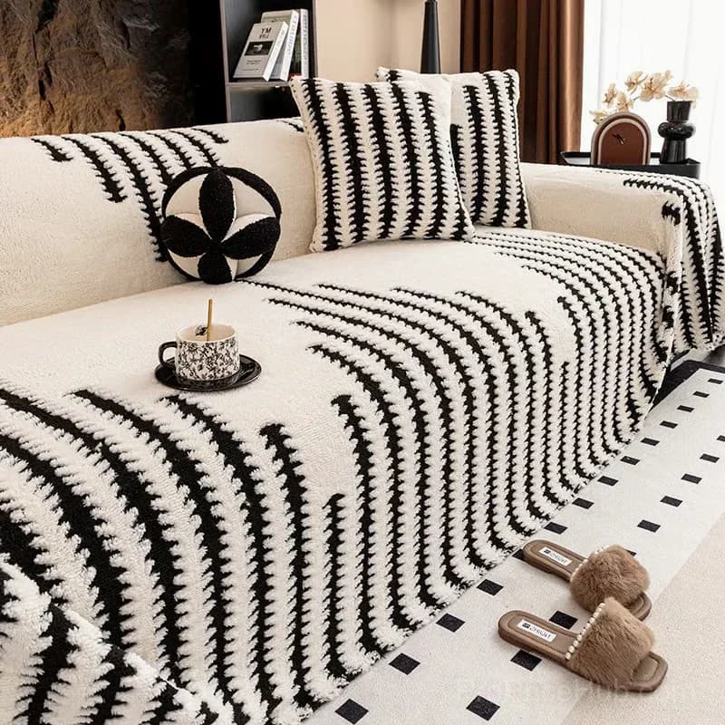 Soft Plush Non-Slip Couch Cover, Black, 180 x 130 cm, Single Seater - View 10