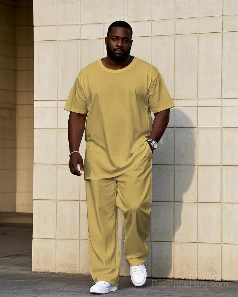 Big Men's Short Sleeve T-Shirt and Pants Set - 7 Solid Colors - View 18