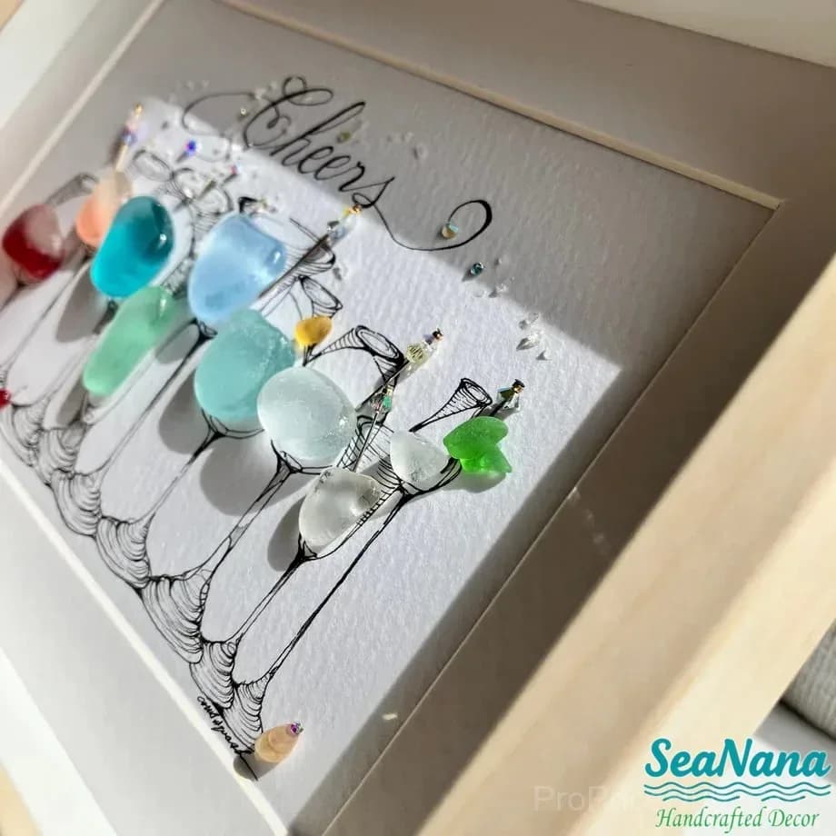 Cocktail Party Sea Glass Art - View 3