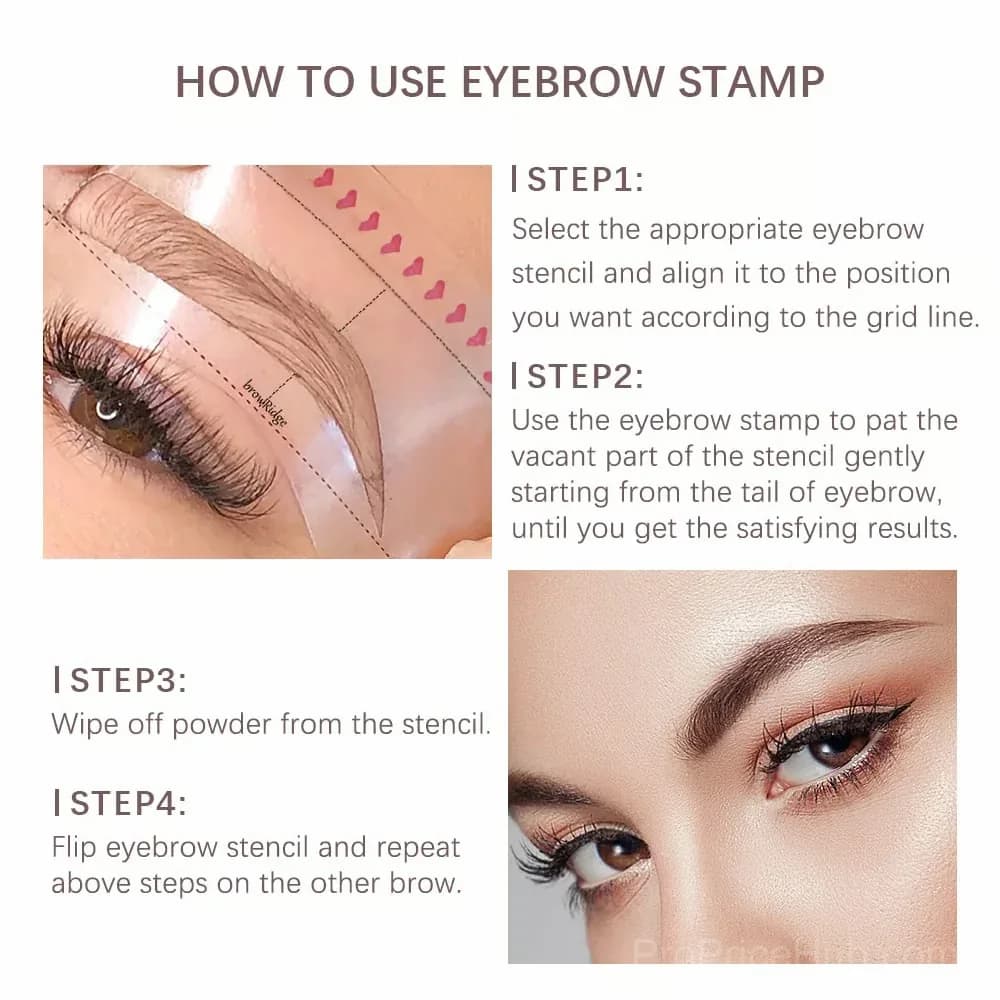 Brow Stamp Set with 10 Templates and 2 Brow Brushes - Dark Brown - View 7