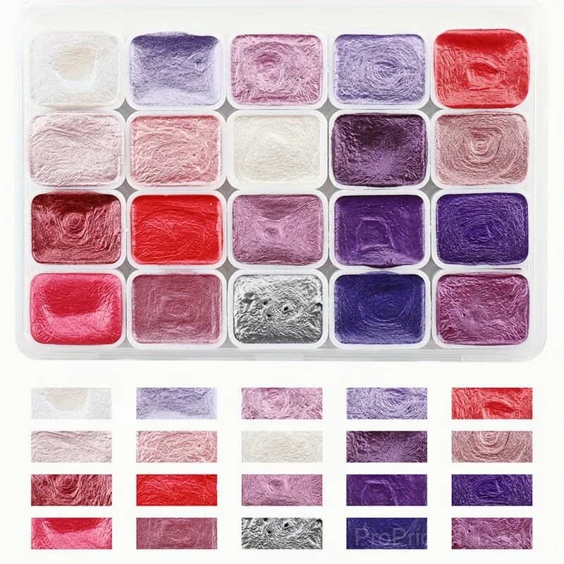 20-Color Shifting Watercolor Painting Set with Brushes - View 15