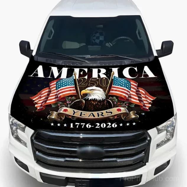 Patriotic American Flag Car Hood Cover - View 12